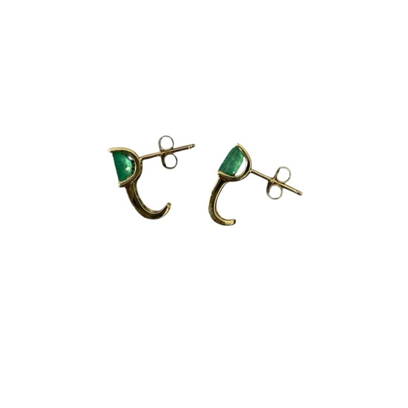 Elegant Gold Diamond and Emerald Earrings - Picture 9 of 10